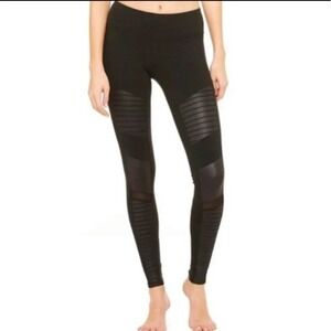 Alo Yoga Mid Waisted Moto Leggings Black‎ Size XS